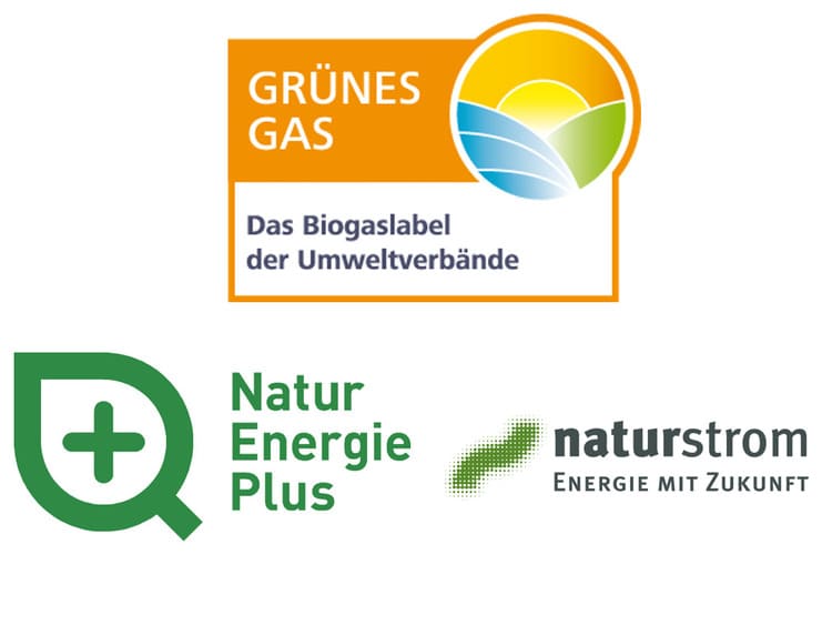 Biogastarife der NaturEnergie+ und NATURSTROM AG weiterhin mit Grünes Gas-Label zertifiziert.
