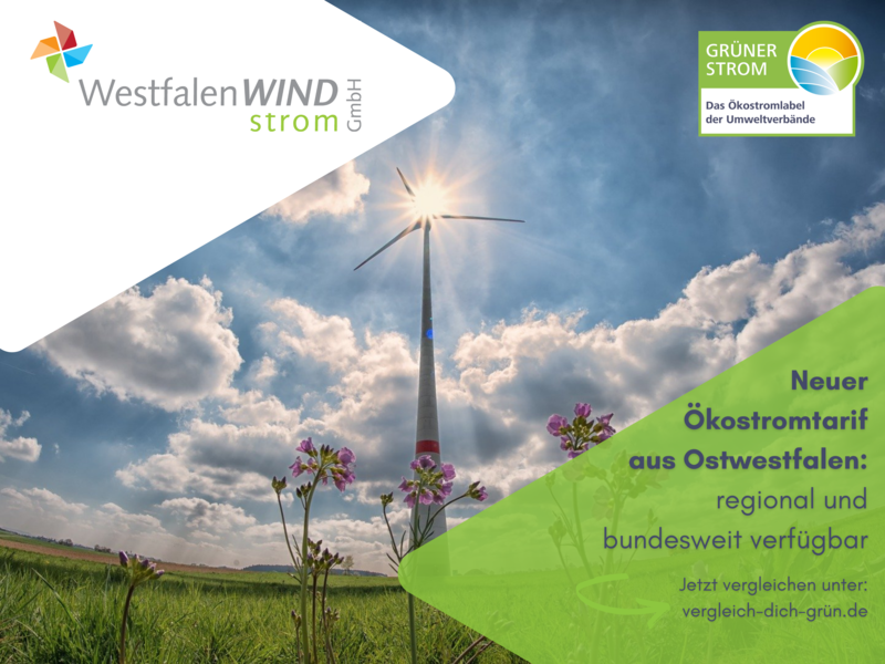 Ökostromtarife von WestfalenWIND Strom seit 1. Januar 2021 mit Grüner Strom-Label ausgezeichnet.
