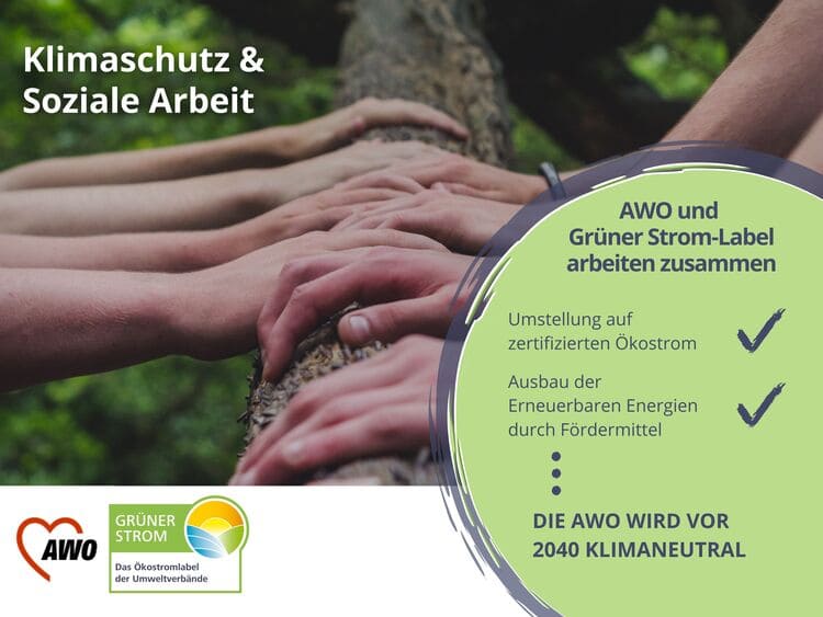 To achieve the goal of carbon neutrality before 2040, AWO is switching to certified green power and facilities can apply for grants for renewable energy projects.