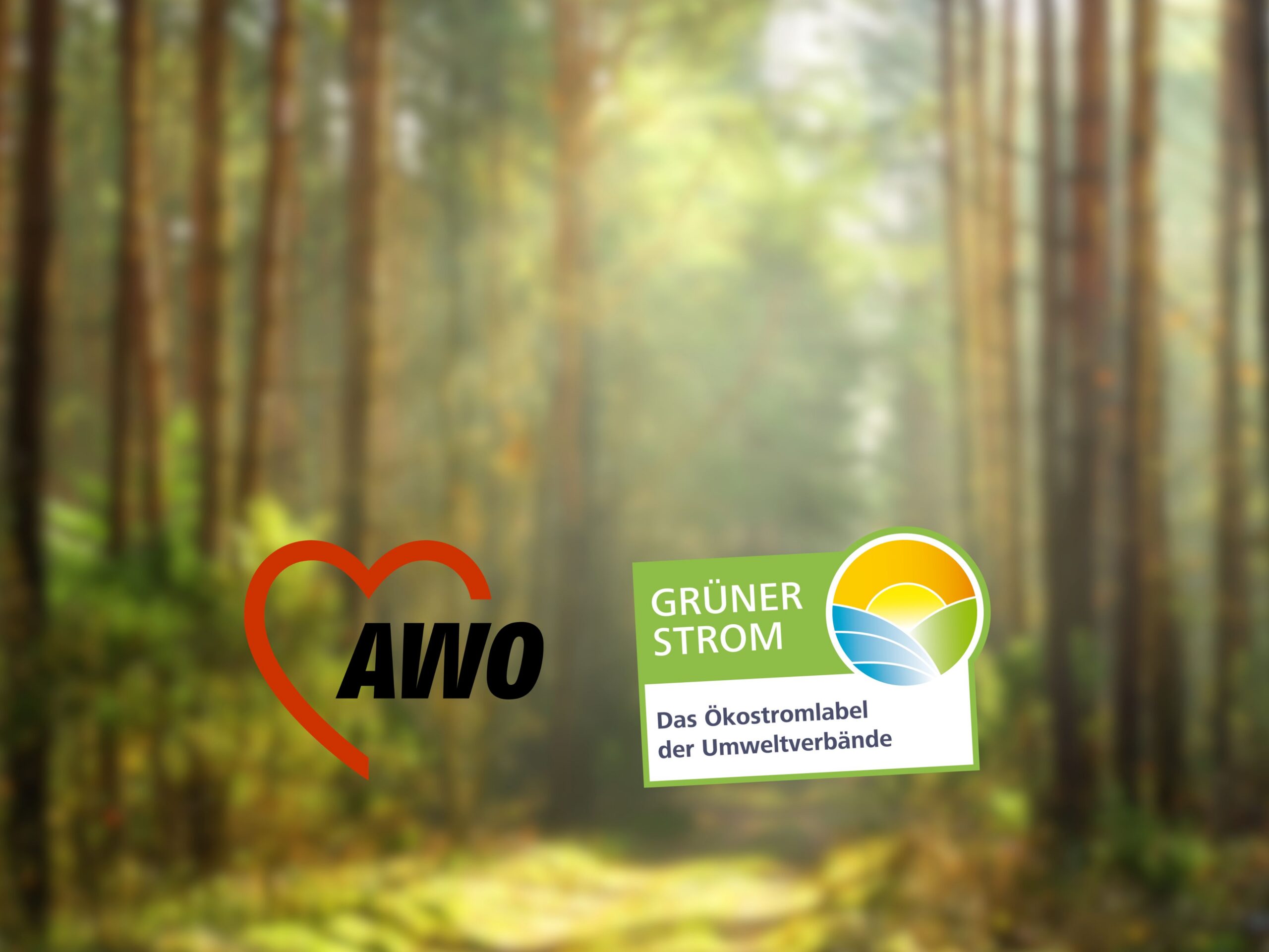 Logos vor verschwommenem Wald